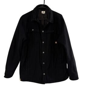 Tentree Mens Black Jacket Large Cotton Hemp Blend Button Front Utility Coat